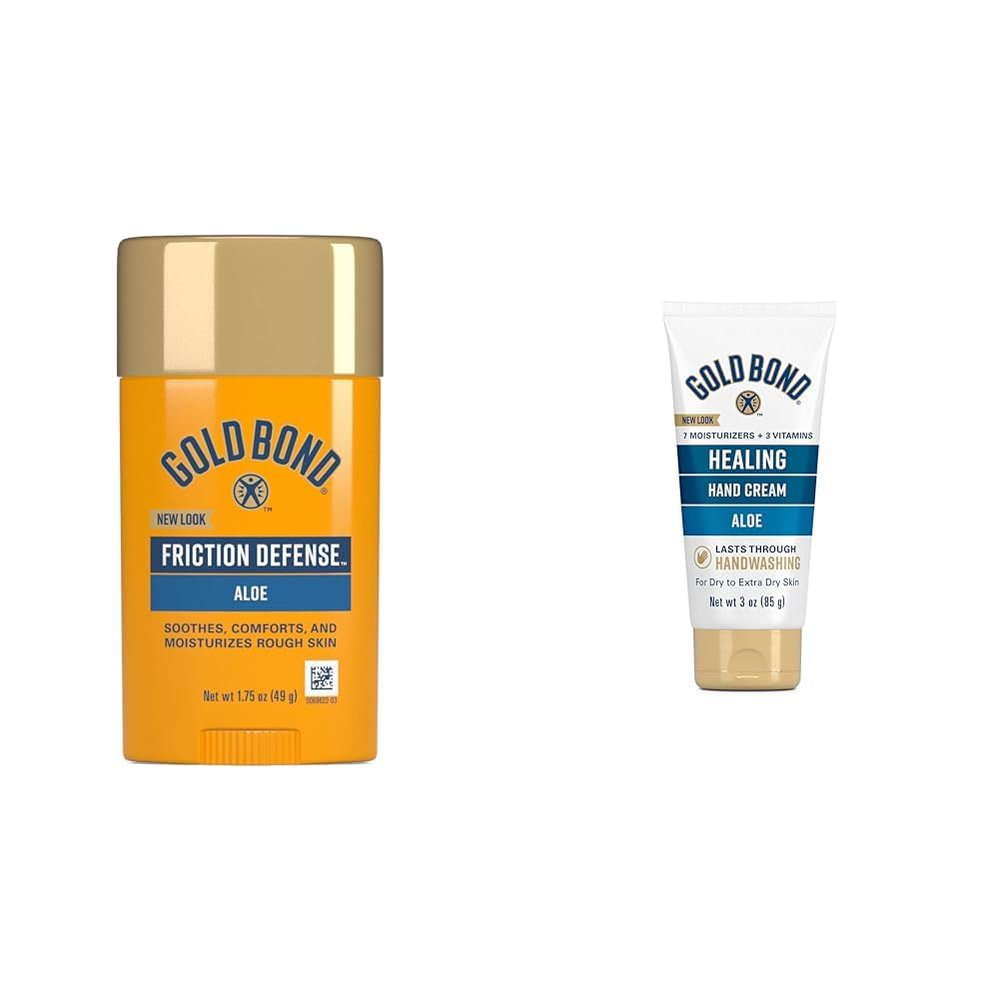 Gold Bond Friction Defense Stick, 1.75 oz., With Aloe to Soothe, Comfort & Moisturize Rough Skin & Healing Hand Cream, 3 oz., With Aloe, Moisture That Lasts Through Handwashing