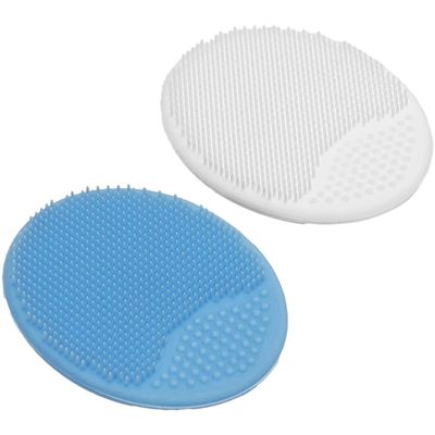 ALOEU Exfoliating and Massaging Cradle Cap Soft Baby Brush Bath Brushes for Baby,Blue and White 2 Pack