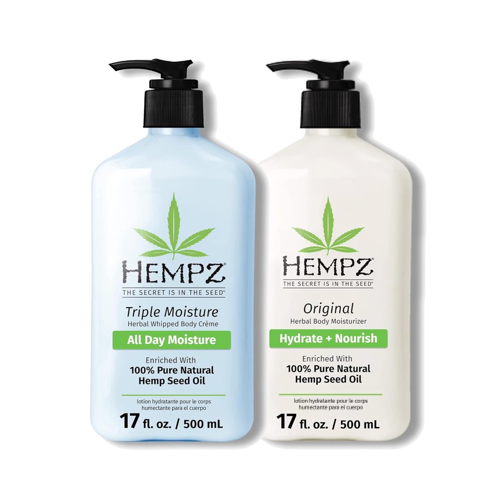 Hempz Original, Natural Hemp Seed Oil Body Moisturizer with Shea Butter and Ginseng & Body Lotion - Triple Moisture - Grapefruit and Sparkling Peach - Daily Moisturizing Cream - 17oz