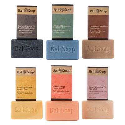 Bali Soap Natural Bar Gift Set - 6 Pack Handmade Soaps with Essential Oils, Vegan Sulfate-Free Body Wash Bars, Tropical & Earthy Collection 3.5oz Each