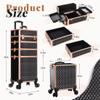 AROUS Rolling Makeup Train Case 4 in 1 Cosmetology Case on Wheels Large Storage Cosmetic Trolley with Key Salon Barber Case Traveling Cart Trunk,Gold&Black view 4