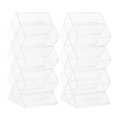 Luxshiny 2pcs Acrylic Lipstick Organizer Clear Makeup Storage Display Case for Lip Gloss and Lipstick Compact and Stylish Holder for Vanity and Desktop