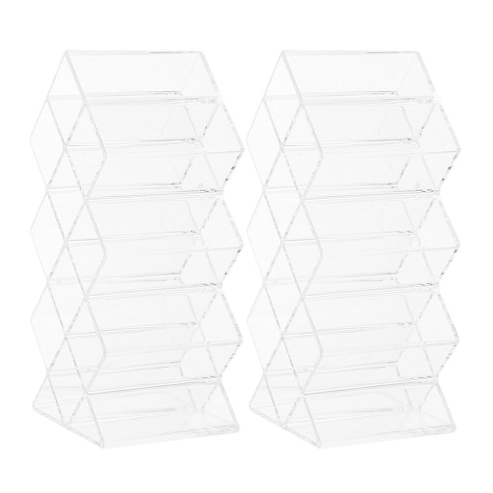 Luxshiny 2pcs Acrylic Lipstick Organizer Clear Makeup Storage Display Case for Lip Gloss and Lipstick Compact and Stylish Holder for Vanity and Desktop