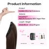 REECHO 12" Invisible Wire Hair Extensions with Thinner Softer Lace Weft Adjustable Size Removable Secure Clips in Short Straight Secret Hairpiece for Women - Chocolate Brown view 2