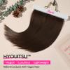 REECHO 12" Invisible Wire Hair Extensions with Thinner Softer Lace Weft Adjustable Size Removable Secure Clips in Short Straight Secret Hairpiece for Women - Chocolate Brown view 3