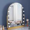 Lighted Makeup Tabletop Mirror with Led Lights 360 Degree Rotation, Vanities Mirror with Touch Screen Adjusted Brightness and 3 Colors Dimmable, Bathroom Beauty Vanity Mirror for Dressing Room, Gold view 1