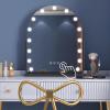 Lighted Makeup Tabletop Mirror with Led Lights 360 Degree Rotation, Vanities Mirror with Touch Screen Adjusted Brightness and 3 Colors Dimmable, Bathroom Beauty Vanity Mirror for Dressing Room, Gold view 2