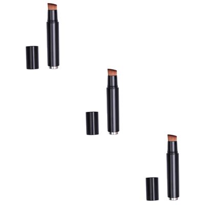 FRCOLOR 3pcs Reversible Makeup Foundation Brush Soft Dense Rayon Portable Plastic Handle for Cosmetics
