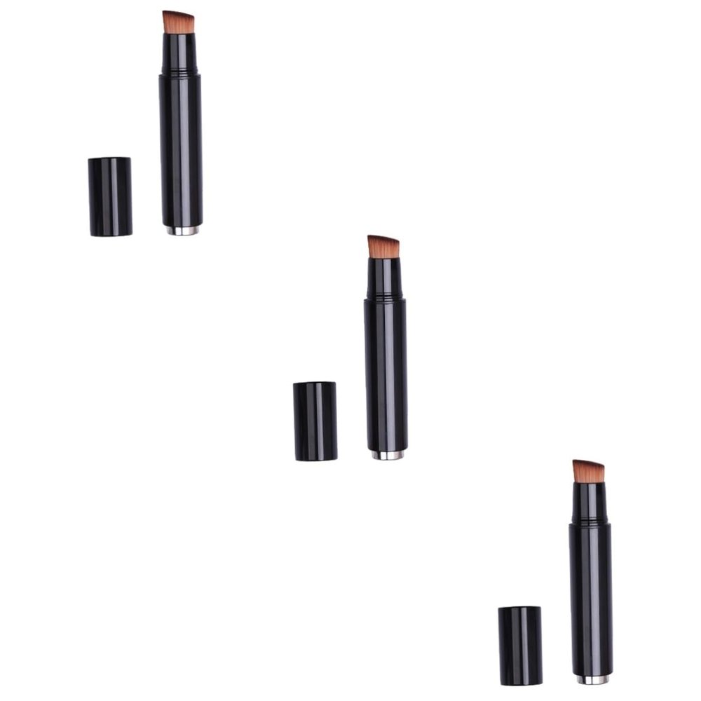 FRCOLOR 3pcs Reversible Makeup Foundation Brush Soft Dense Rayon Portable Plastic Handle for Cosmetics
