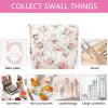 2Pcs Quilted Cotton Makeup Bag Large Travel Makeup Pouch Small Brush Holder Set for Women Floral Coquette Makeup Bag Cute Aesthetic Cosmetic Bag Blue Toiletry Organizer Storage Bag Big Zipper Pouch view 2