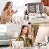 2Pcs Quilted Cotton Makeup Bag Large Travel Makeup Pouch Small Brush Holder Set for Women Floral Coquette Makeup Bag Cute Aesthetic Cosmetic Bag Blue Toiletry Organizer Storage Bag Big Zipper Pouch view 4
