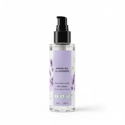 Argan Oil & Lavender Hair Serum for smoother frizz-free hair, | Paraben Free, 50ml