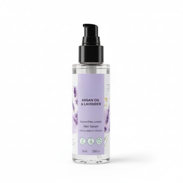 Argan Oil & Lavender Hair Serum for smoother frizz-free hair, | Paraben Free, 50ml