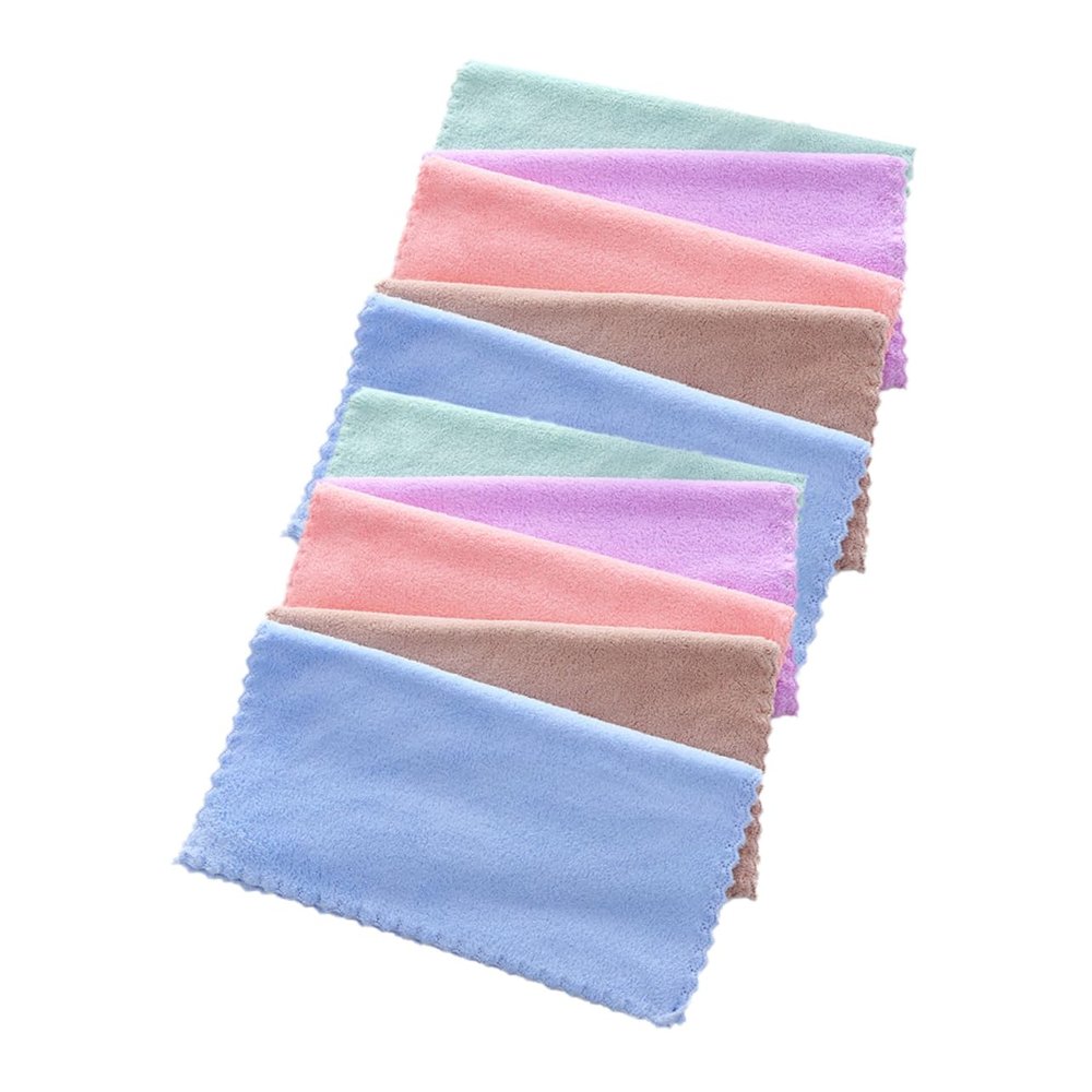 10Pcs Makeup Remover Washcloths Reusable Face Towels for Women Fleece Facial Cleansing Cloths Random Colors