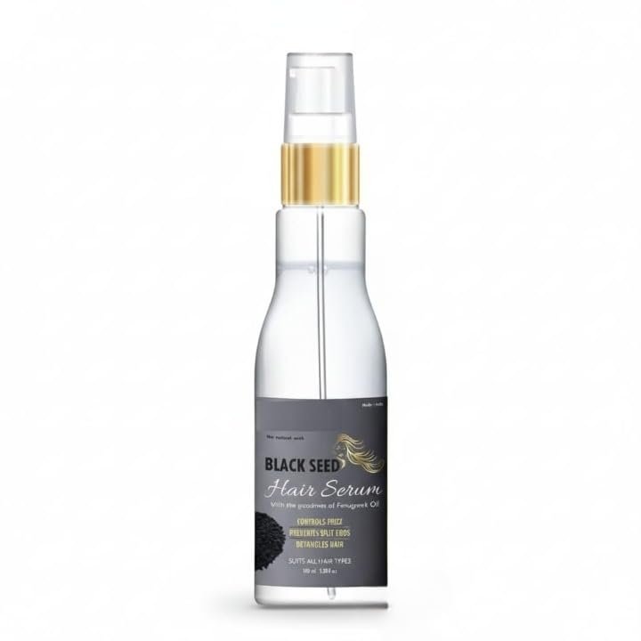 Black Seed Hair Serum for Frizzy & Unmanageable Hair Gives Smooth Silky Touch & Instant Shine And Softness Enriched with Fenugreek & Essential Oils 100ml (Serum)
