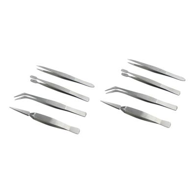 Angoily 8 Pcs Manicure Tweezers Set Steel Tweezers Kit for Jewelry Making Repair and Craft Work