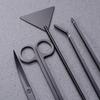 Angoily 5pcs Stainless Steel Aquarium Tool Set Curved Straight Tweezers Scissors and Substrate Spatula for Aquatic Plant Maintenance and Setup view 3
