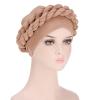 African Turban Head Wrap Navy Blue Braid Beanie Cap Headwear Crystals Twisted Head Turbans for Women and (Khaki, One Size) view 2