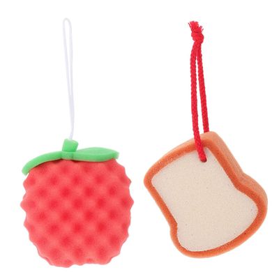 Angoily 2pcs Colorful Bath Sponge for Boys and Girls Gentle Body Scrubber Natural Exfoliating Properties for Showers and
