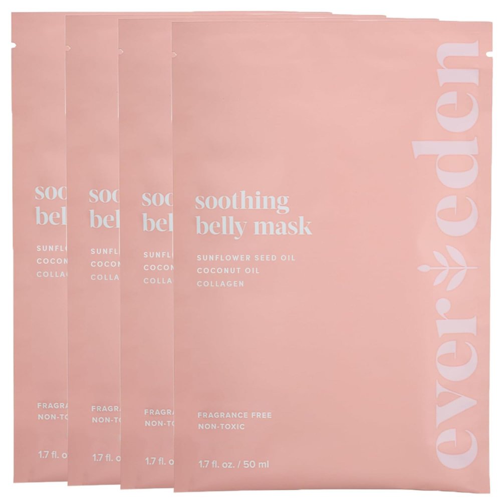 Evereden Soothing Belly Mask - 4 Belly Masks for Pregnant Women - One Size - Hydrating, Nourishing, & Soothing Pregnancy Skin Care Belly Masks - Clean & Vegan Pregnancy & Maternity Products