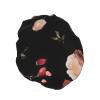 WURTON Flowers Print Soft Shower Cap for Women, Reusable Environmental Protection Hair Bath Caps view 2