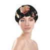 WURTON Flowers Print Soft Shower Cap for Women, Reusable Environmental Protection Hair Bath Caps view 3