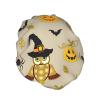 WURTON Halloween Pumpkin and Owl Print Soft Shower Cap for Women, Reusable Environmental Protection Hair Bath Caps view 2
