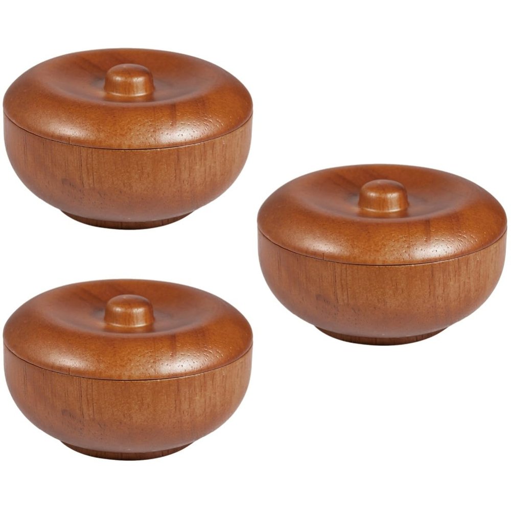 FOMIYES 3pcs Men Shaving Bowl Lid Shaving Soap Bowl for Men Beard Soap Storage Wooden for Home Barber Shop
