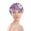 WURTON flower-elephant Print Soft Shower Cap for Women, Reusable Environmental Protection Hair Bath Caps view 3