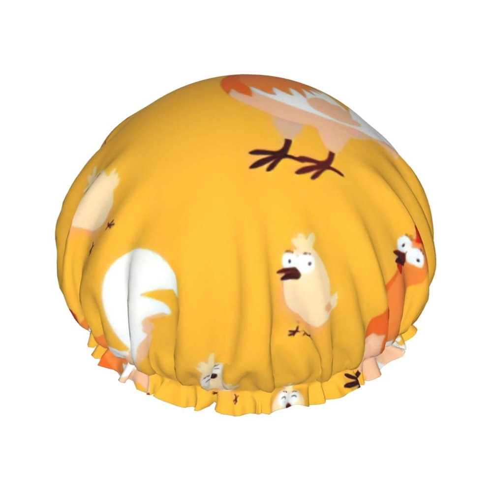 WURTON Chicken Chick Print Soft Shower Cap for Women, Reusable Environmental Protection Hair Bath Caps