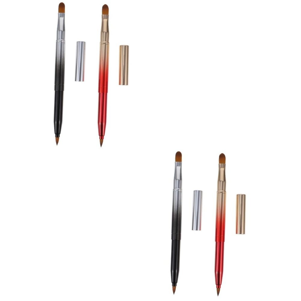 balacoo 4pcs Double Sided Retractable Lip Brush Makeup Tool for Eyes Versatile Cosmetic Brush Lip Wands for Women