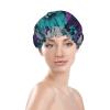 WURTON Colorful Flower Print Soft Shower Cap for Women, Reusable Environmental Protection Hair Bath Caps view 3