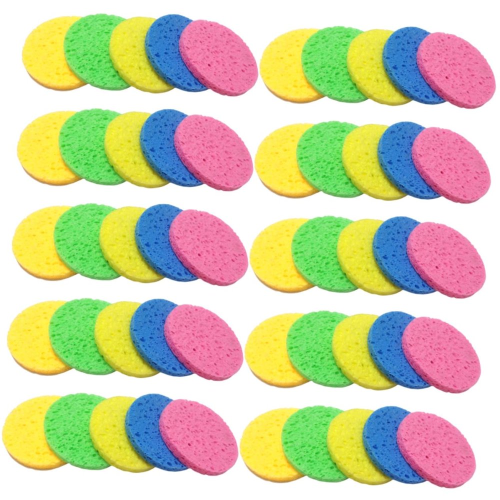 Angoily 150pcs Round Cellulose Makeup Removal Sponges Cleansing Pads for Gentle Exfoliation and Oil Removal Soft Facial Wash Sponges for Daily Use