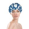 WURTON Underwater Marine Life Print Soft Shower Cap for Women, Reusable Environmental Protection Hair Bath Caps view 3
