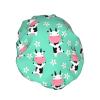 ADovz Dancing Cow Shower Cap Reusable Double Layers Waterproof Bath Hair Cap Adjustable Elastic Band Shower Caps for Women Long Hair with PEVA Lined Shower Hat for Home Spa Salon Bathing, 10.6 Inch view 2