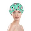 ADovz Dancing Cow Shower Cap Reusable Double Layers Waterproof Bath Hair Cap Adjustable Elastic Band Shower Caps for Women Long Hair with PEVA Lined Shower Hat for Home Spa Salon Bathing, 10.6 Inch view 3