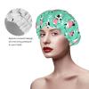 ADovz Dancing Cow Shower Cap Reusable Double Layers Waterproof Bath Hair Cap Adjustable Elastic Band Shower Caps for Women Long Hair with PEVA Lined Shower Hat for Home Spa Salon Bathing, 10.6 Inch view 4