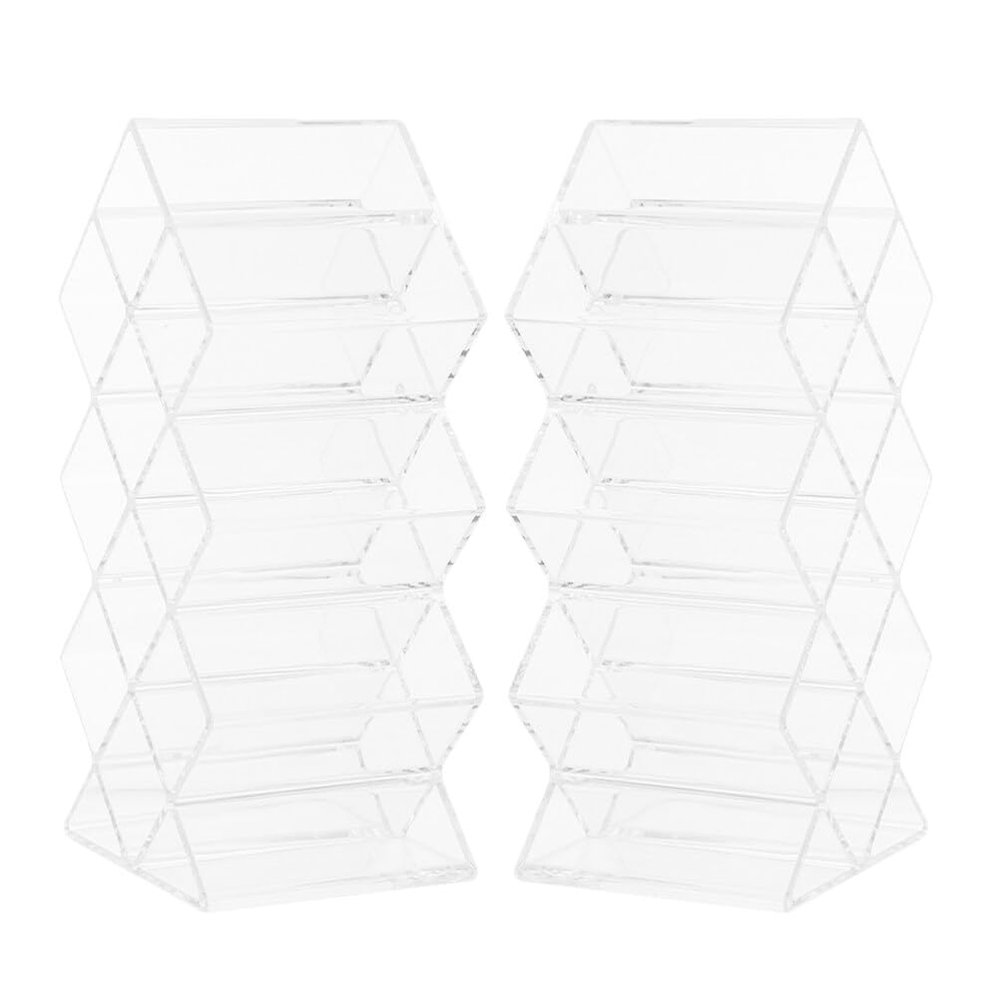 ABOOFAN 2pcs Clear Acrylic Lipstick Organizer Stylish Makeup Display Holder for Vanity Capacity Lip Gloss Storage and Lightweight Design for Desk and Dresser Use