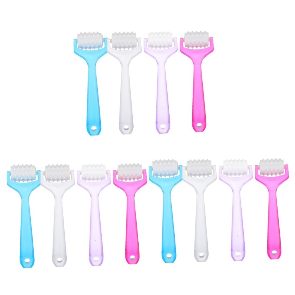 balacoo 12pcs Facial Skin Roller Manual Massaging Tool for Face Neck Ergonomic Design Promotes Circulation Collagen Production Reduces Dark Circles Random Colors