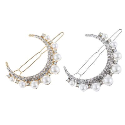 Beaupretty 2pcs Rhinestone and Pearl Bobby Pins Elegant Hair Jewelry Clips for Women for Updos Weddings and Special Occasions Gold and Silver