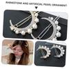 Beaupretty 2pcs Rhinestone and Pearl Bobby Pins Elegant Hair Jewelry Clips for Women for Updos Weddings and Special Occasions Gold and Silver view 3