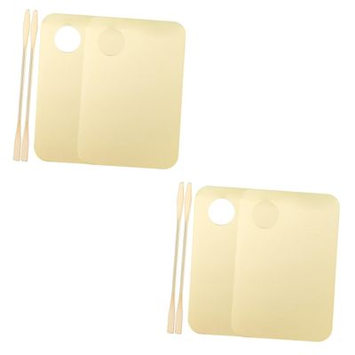 FRCOLOR 4sets Acrylic Makeup Mixing Palette Spatula for Foundation Eyeshadow Nail Art Lightweight Mixing Tray for Easy Use and Carrying