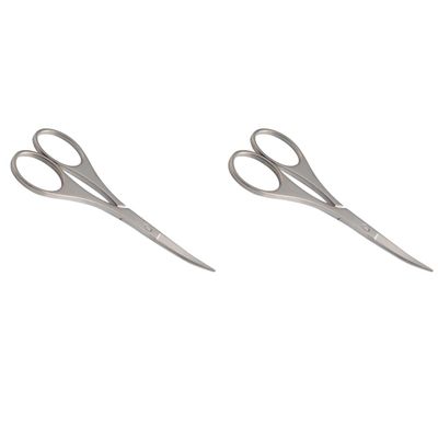 FRCOLOR 2pcs Stainless Steel Nasal Hair Scissors Safety Eyebrow Trimmer Nose Hair Trimmer Vibrissa Scissors