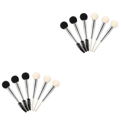 FRCOLOR 12pcs Double-ended Makeup Brushes Eyebrow Brush Makeup Sponge for Foundation Concealer Powder Suitable for Cosmetics