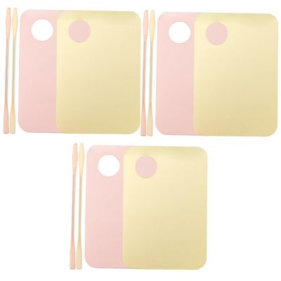 balacoo 6sets Blending Plate for Makeup Acrylic Makeup Palette Foundation Spatula Concealer Mixing Tray Beauty Tools