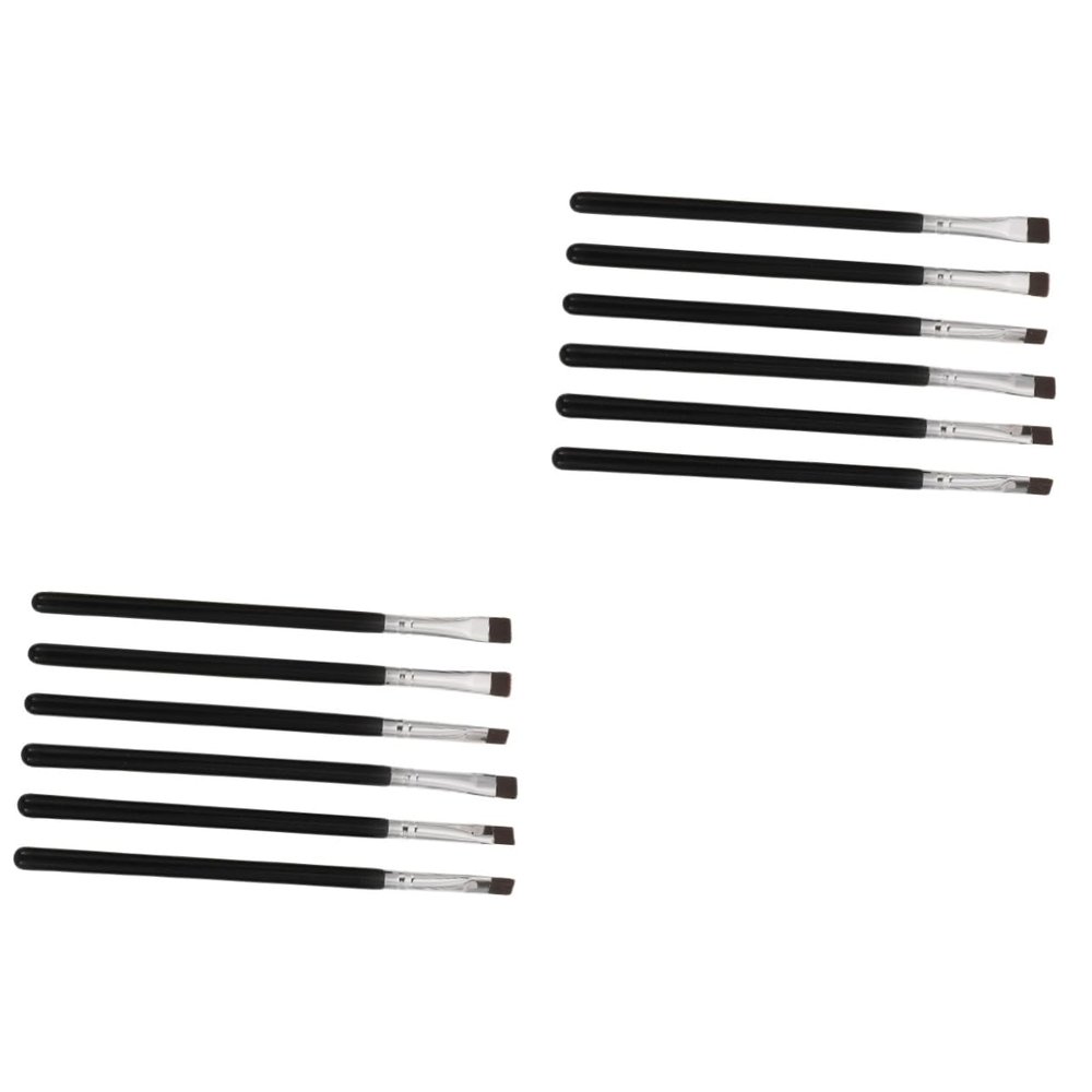 balacoo 12pcs Bent Eyeliner Brush Makeup Brushes for Eyeliner Eyebrow Makeup Tools Portable Travel Cosmetics Kit