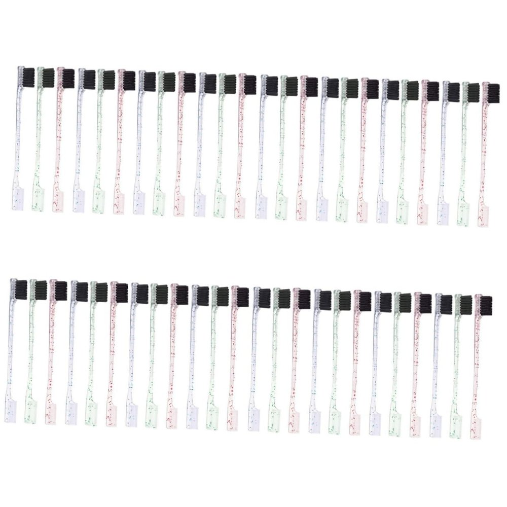 FRCOLOR 48pcs Dual-ended Eyebrow Brush Comb and Edge Tool for Precise Grooming and Shaping for Makeup and Professionals