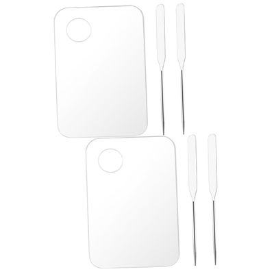 balacoo 2sets Cosmetic Palette Spatula for Makeup Mixing Blending Board for Foundation Eye Shadow and Pigment Easy to Clean and Portable