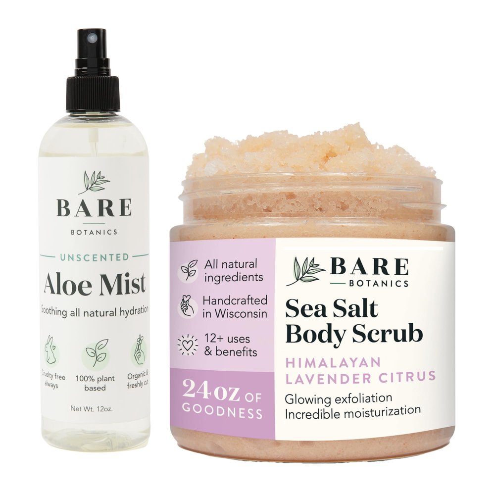 Bare Botanics Aloe Vera Mist + Lavender Grapefruit Body Himalayan Salt Scrub