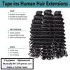 Tape in Hair Extensions Human Hair Black Hair Extensions 20 Inch 40pcs Tape ins Italian Curly Seamless Natural Invisible Tape in Extensions Real Human Hair 100g view 3